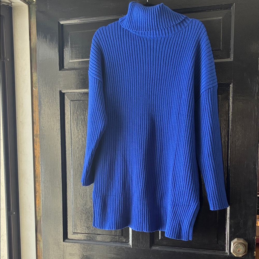 Royal Blue Turtleneck Sweater Dress